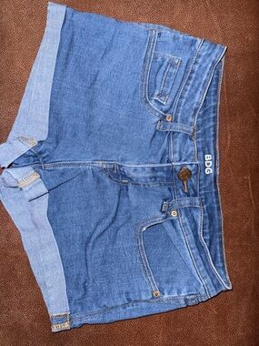 BDG Medium Blue Rolled-Hem Denim Shorts